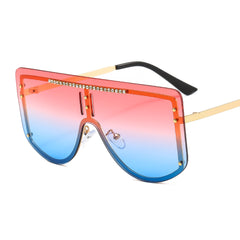 Oversize Metal Sunglasses Colorful Rhinestone Glasses