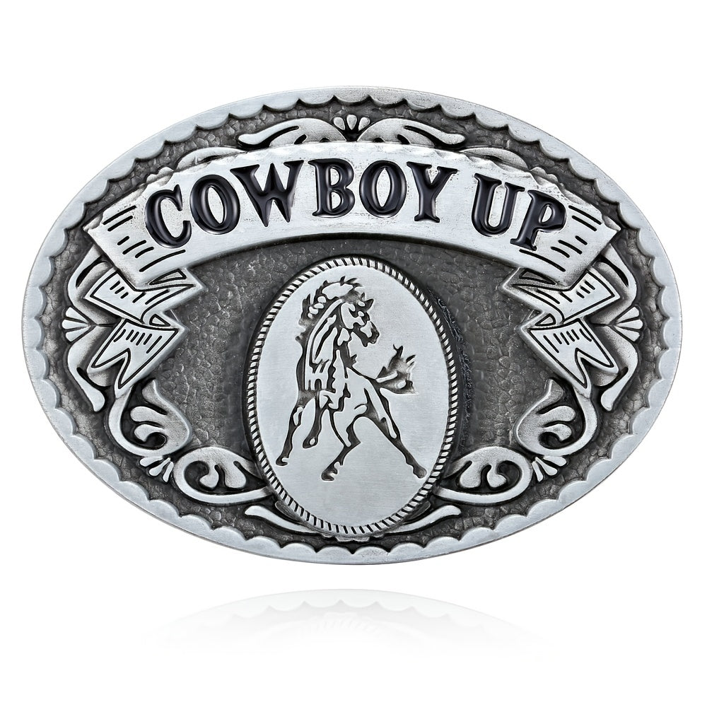 Western Cowboy Belt Buckle Retro Pattern COWBOYUP Personality Buckle