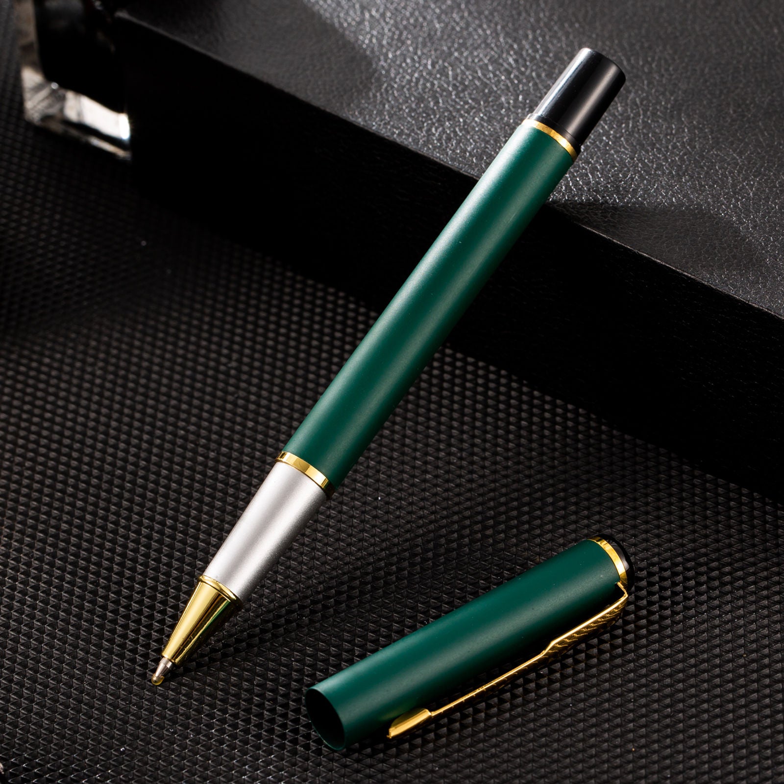 Matte Green Ballpoint Pen with Golden Clip
