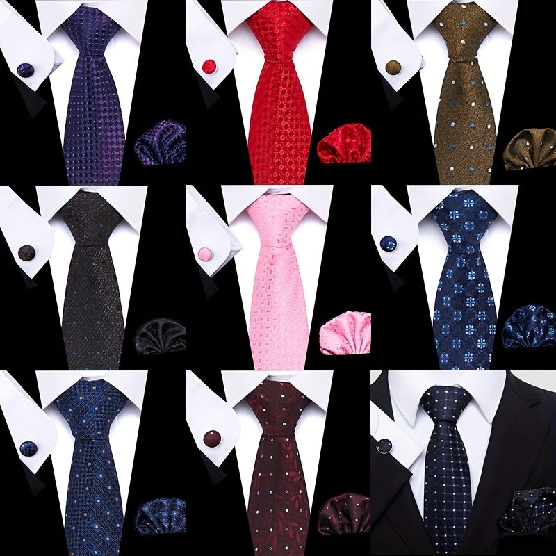 3pcs Polka Dot Tie Handkerchief Set Classic Men's Necktie