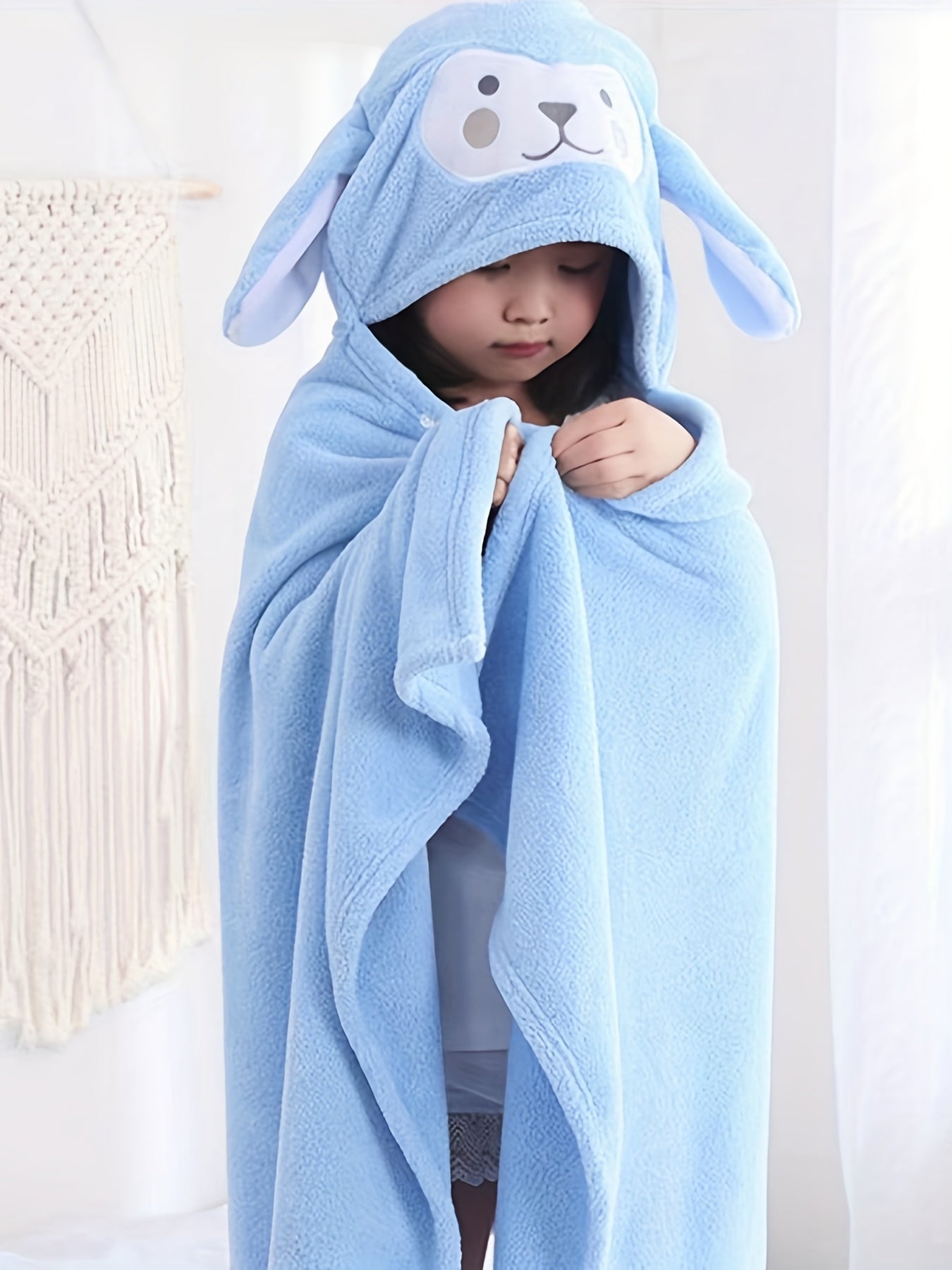 Kids Hooded Bath Towel Animal Ears Quick Drying Bathrobe