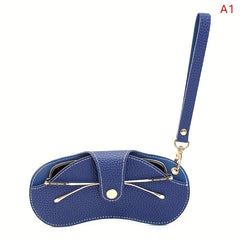 Lychee Embossed Glasses Cover Snap PU Leather Sunglasses Bag