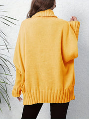  Turtle Neck Bat Sleeve Sweater