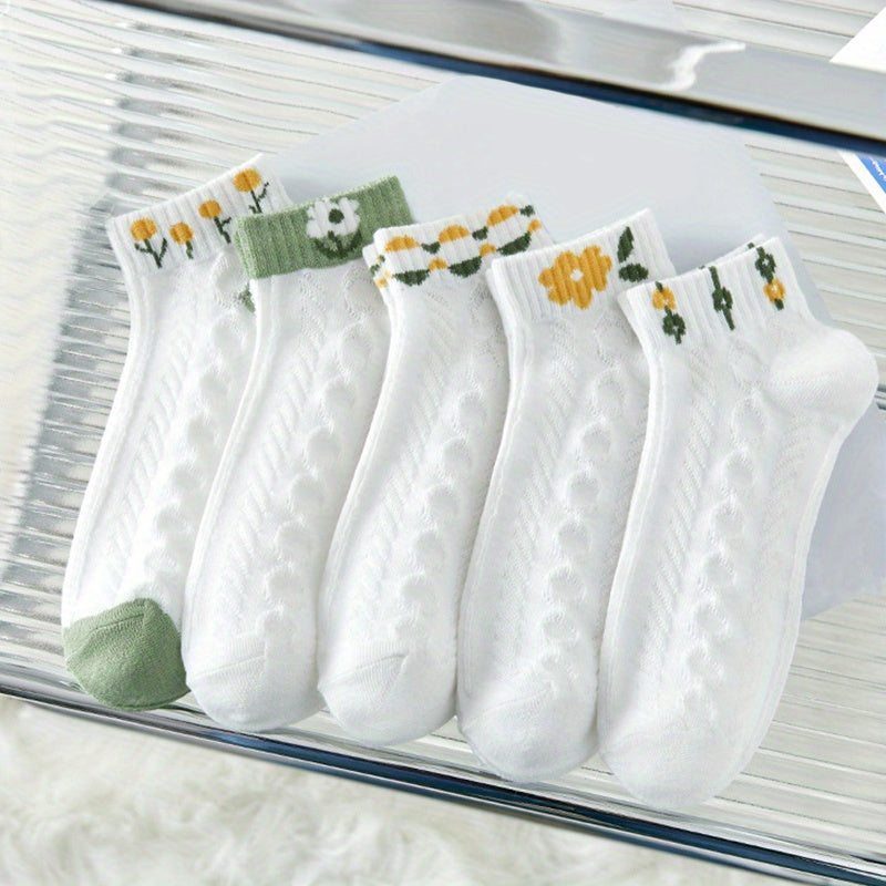 Floral Print Mesh Socks Low Cut Women's Stockings