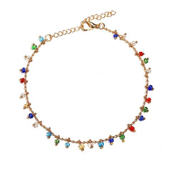 Colored Rice Bead Tassel Pendant Ankle Bracelet