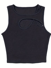 3pcs Solid Tank Tops with Cut Out Straps Sleeveless Top
