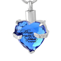 Heart Cremation Urn Necklace For Ashes - Memorial Pendant With Fill Kit