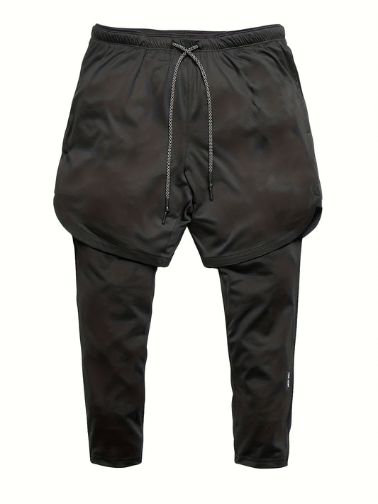 Men's 2-In-1 Running Shorts Quick Dry Athletic Shorts with Liner Leggings