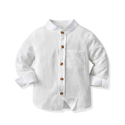 Boys' Stand Collar Long Sleeve Shirt