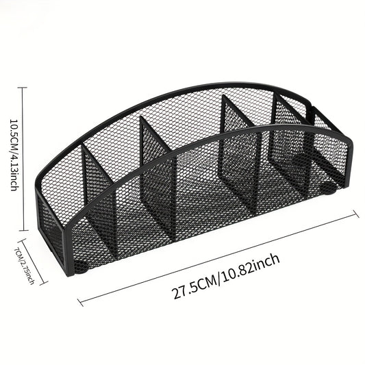 Metal Grid Pen Holder Desktop Stationery Storage - Student & Office Organizer