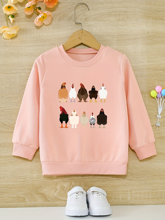 Farm Chicken And Hens Graphic Girls Sweatshirt Toddler Kids Tops