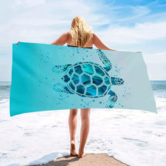 Minimalist Sea Turtle Graphic Oversized Beach Towel Quick Dry Water Absorbent