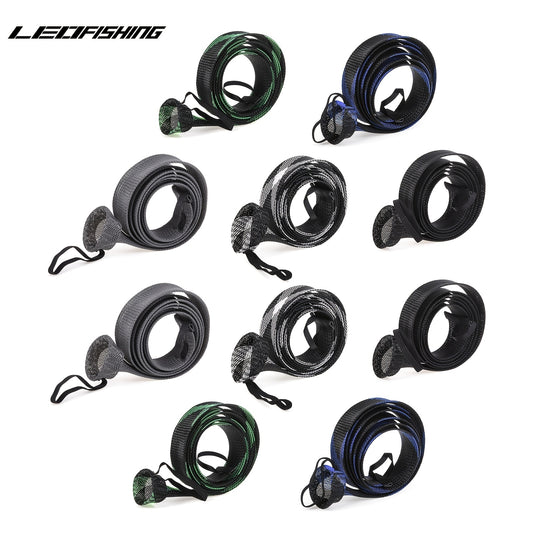 10pcs Leofishing Fishing Rod Sleeve 74 8in Braided Mesh Rod Cover with Straps
