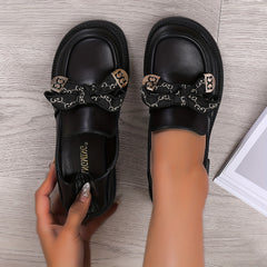 Women's Bowknot Chunky Heel Loafers Slip On Shoes