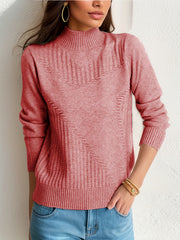 Warm Mock Neck Pullover Sweater for Women