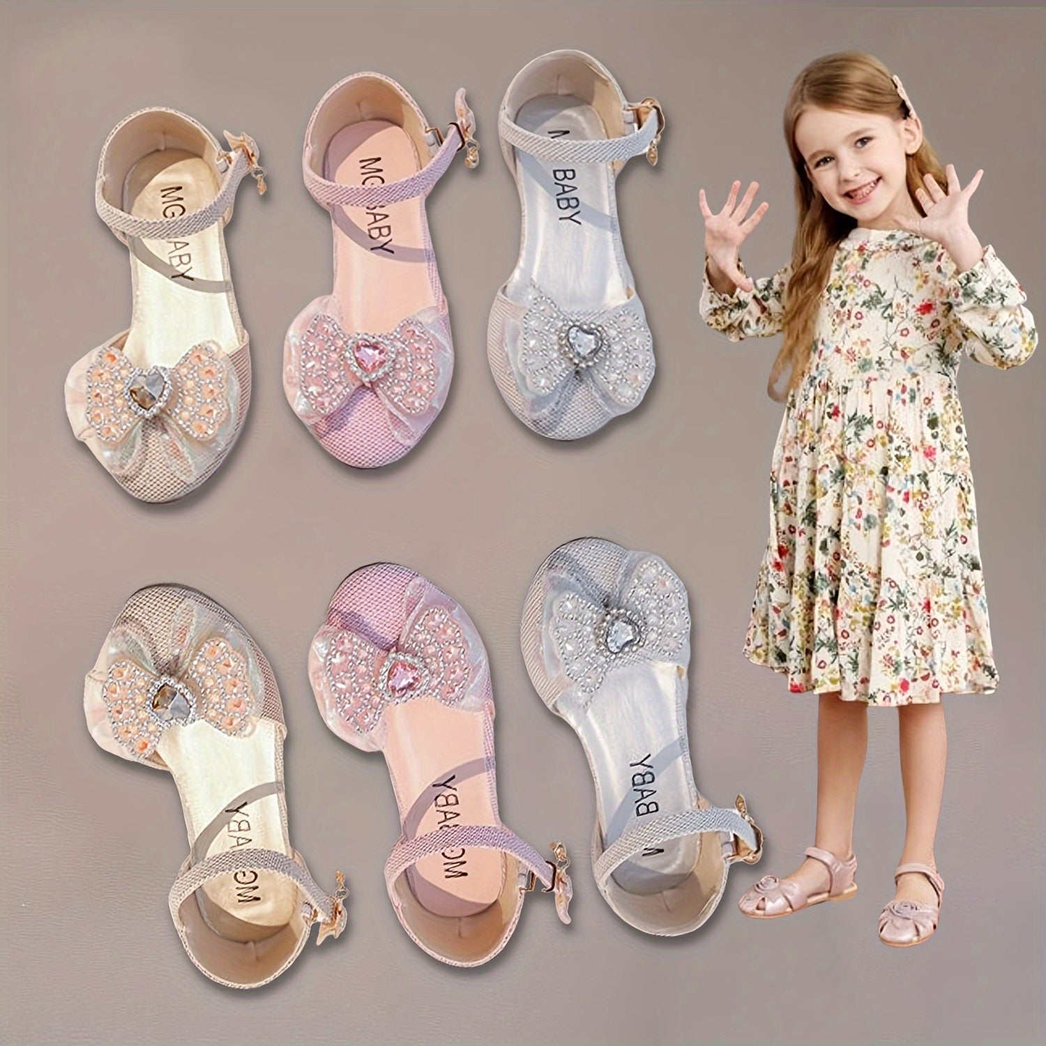 Girls Sandals Summer Kids Princess Shoes With Fancy Bow Ties