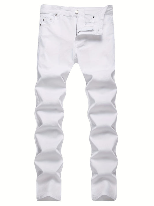 Men's Solid Denim Pants Outdoor Wear For Spring And Fall