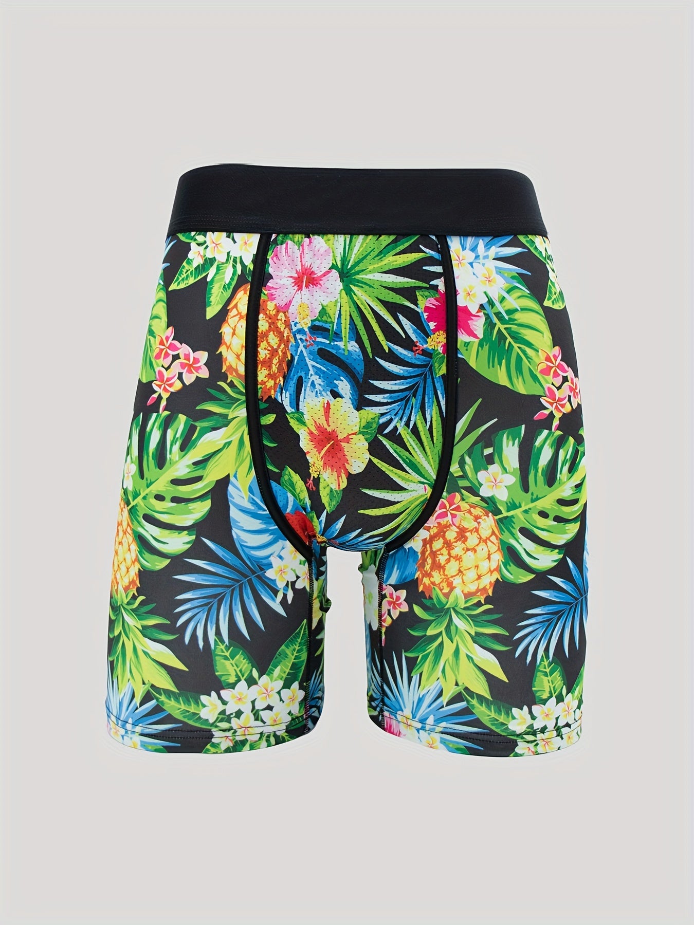 Men's Active Stretch Boxer Underwear Floral Tropical Flamingo