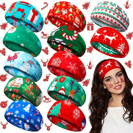 Christmas Plaid Headbands Wide Retro Elastic Turban Headwear Hair Accessories