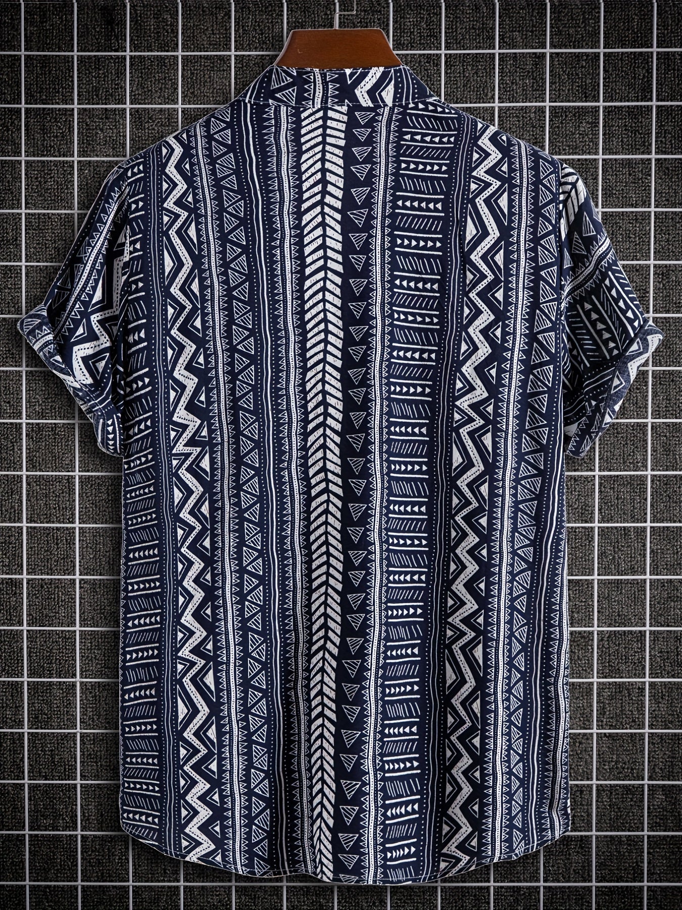 Men's Bohemian Style Ethnic Lapel Short Sleeve Button Up Shirt