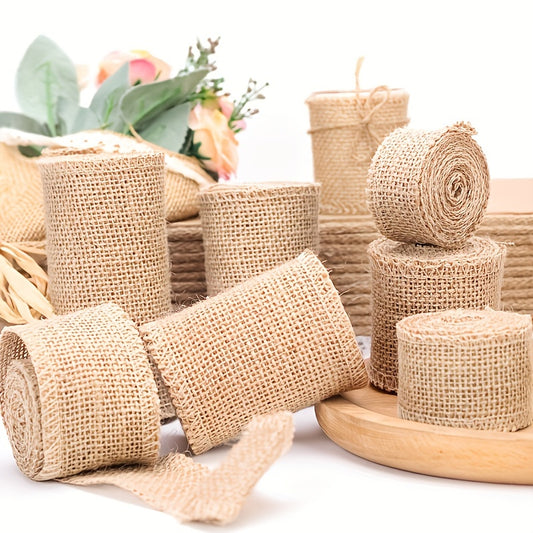 Linen Roll Woven Jute Fabric Sash Edge DIY Material Christmas Wedding Decor