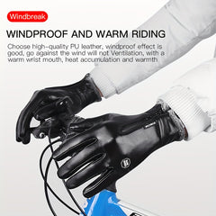 Men's PU Leather Winter Riding Gloves Windproof Touch Screen Ski Motorcycle
