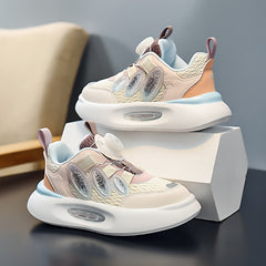 Girl's Rotating Buckle Chunky Shoes Mesh Breathable Soft Sole Sneakers