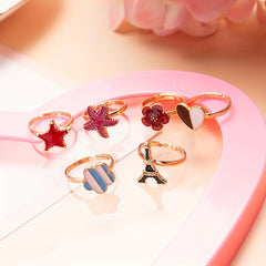 10pcs Cartoon Alloy Ring Holiday Party Girls Accessories