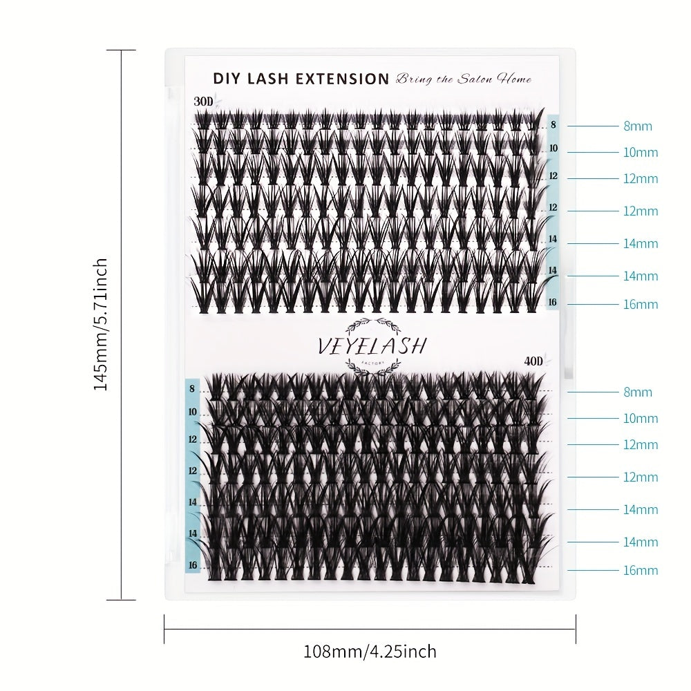 280pcs Wispy Cluster Lashes 8-16mm Mix Length Reusable False Eyelashes