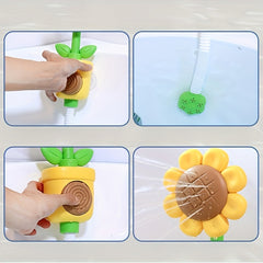 Sunflower Shower Toy - Press And Spray Water Play for Kids Bathing