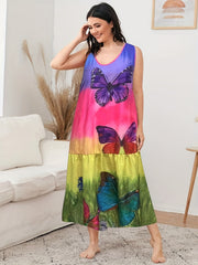  Butterfly Print Tank Dress