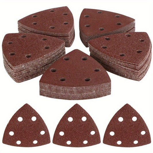100pcs 90mm Triangle Mouse Sanding Disc Sheet 40 180Grits Grinder Sandpaper