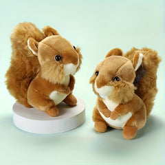 Soft Plush Squirrel Stuffed Animal Toy with Fluffy Fur and Expressive Eyes