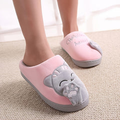Women's Cat Plush Slippers Soft Sole Slides