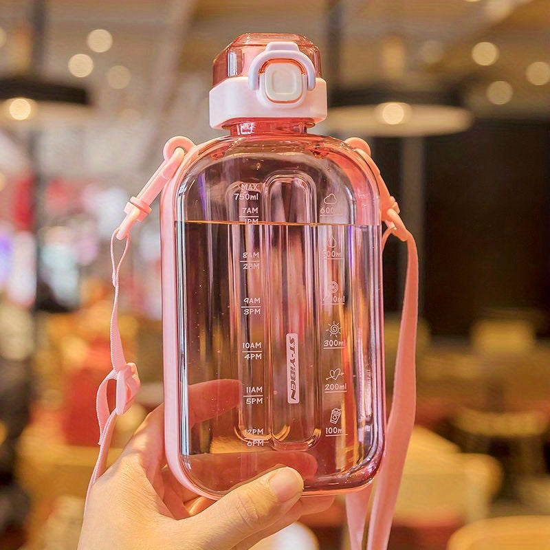 Square Plastic Water Bottle Adjustable Shoulder Strap Belly Wat
