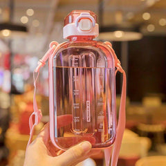 Square Plastic Water Bottle Adjustable Shoulder Strap Belly Wat