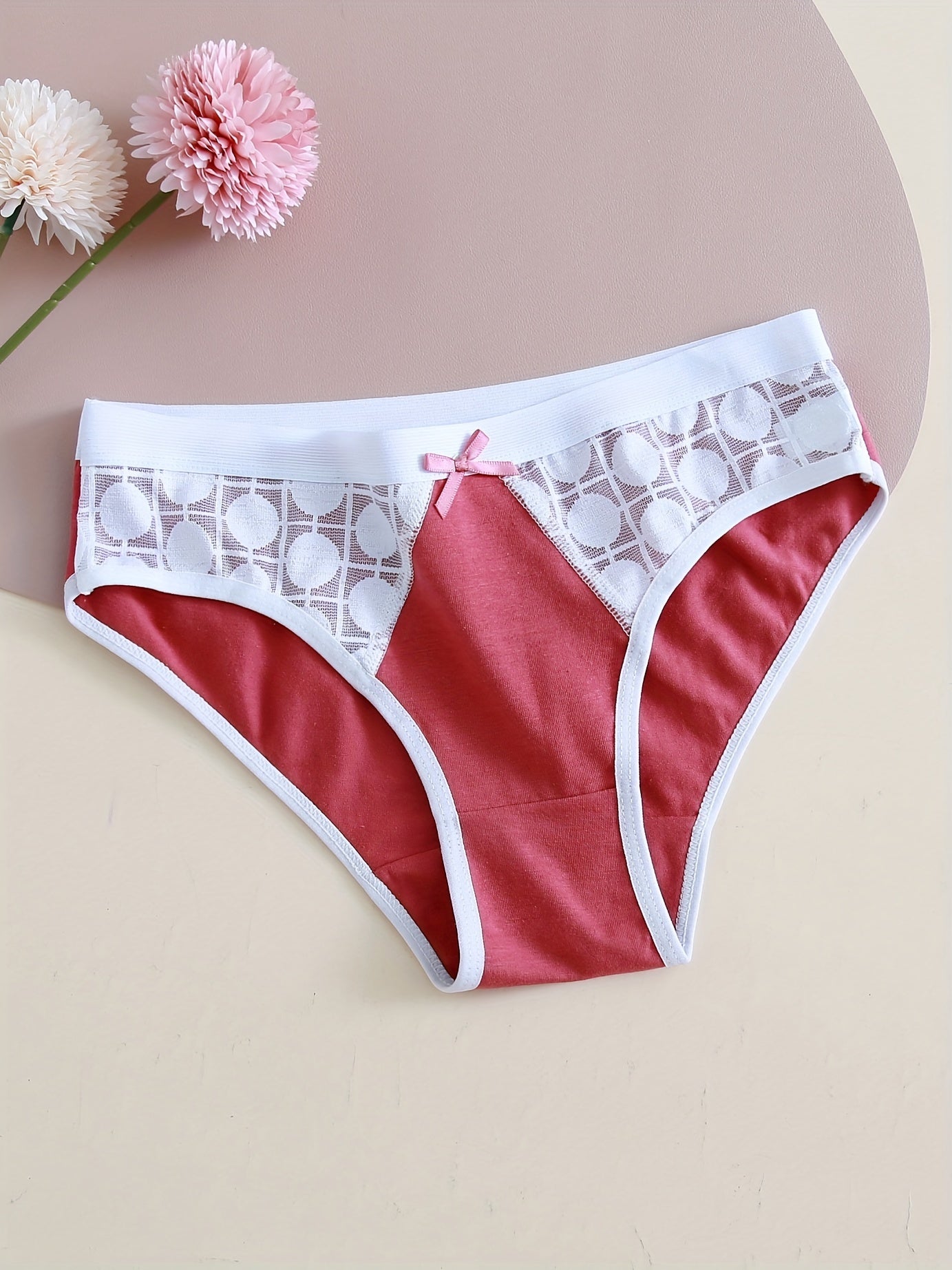 6pcs Lace Seamless Polka Dot Bow Panties Women's Lingerie