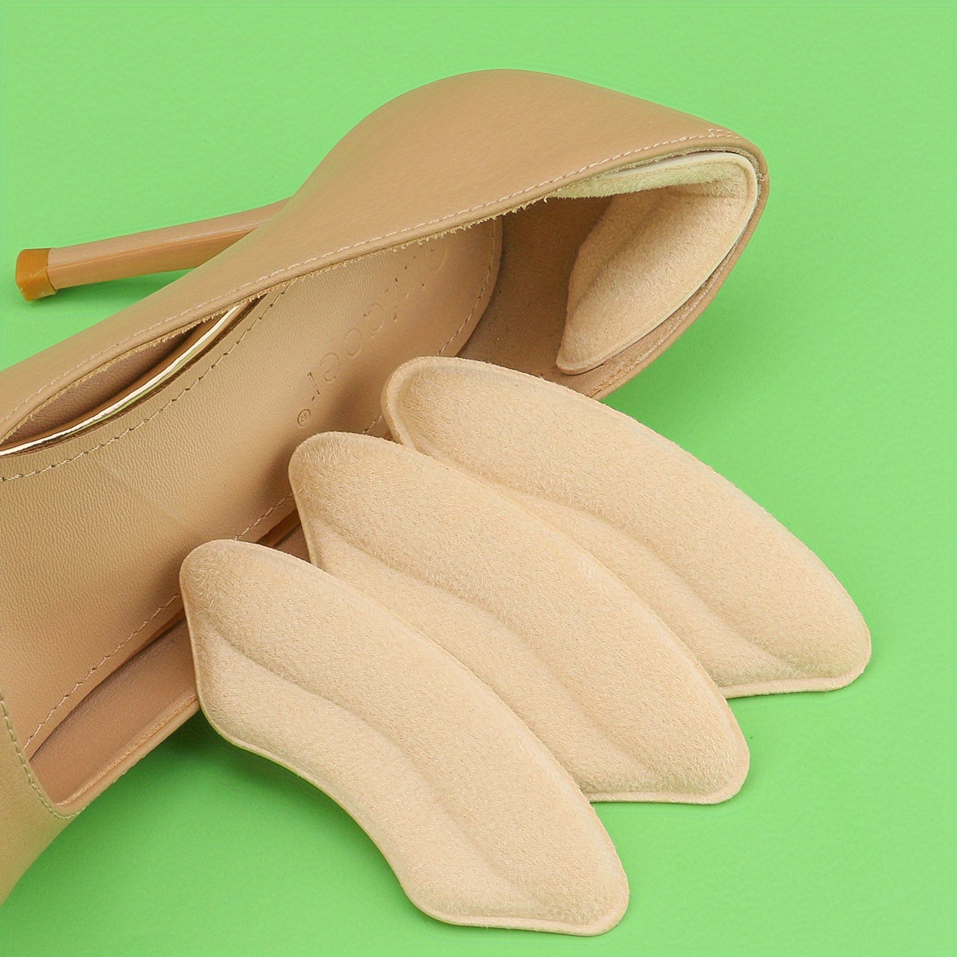 Apricot Suede Heel Stickers - Large Size, Anti-wear Feet Shoe Stickers