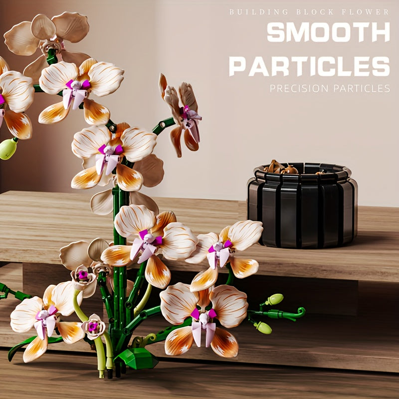 Orchid Building Blocks with Vase - Creative Room Decoration