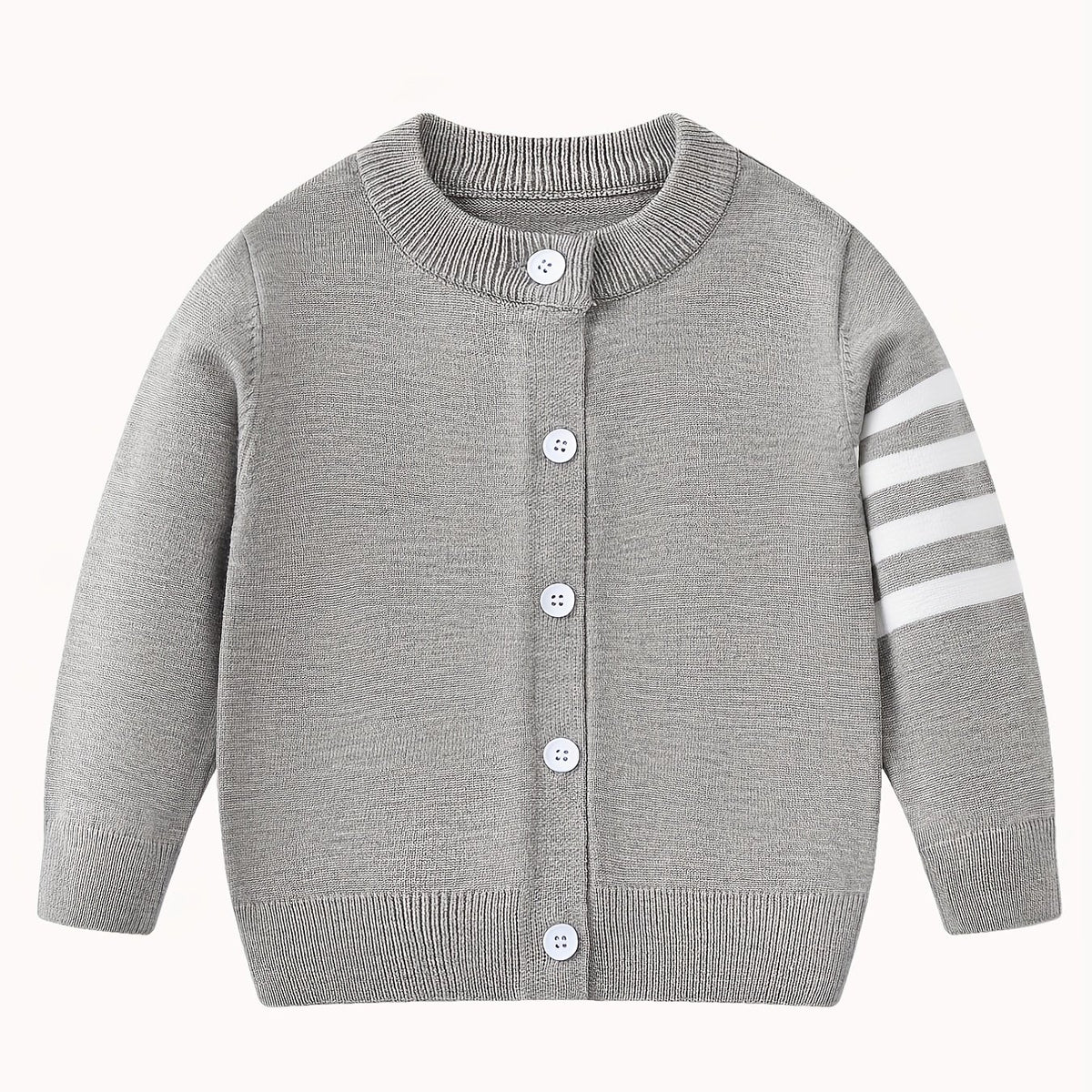 Toddler Boys Striped Knit Cardigan Thermal Sweater