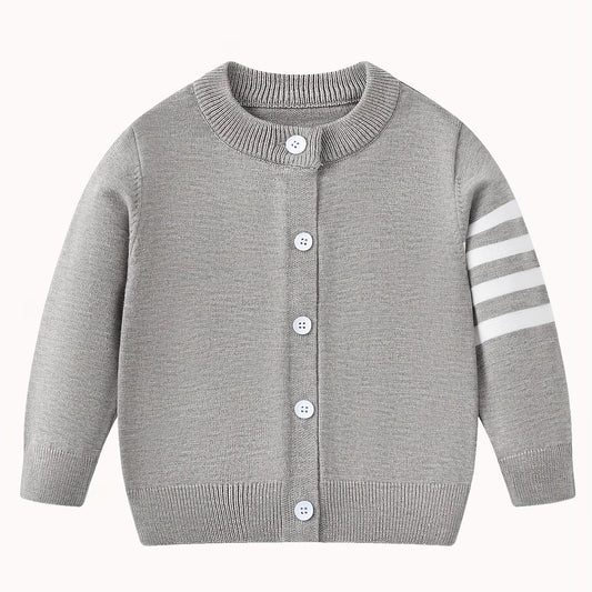 Toddler Boys Striped Knit Cardigan Thermal Sweater