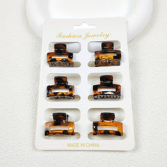 6pcs Small Hollow Square Claw Clips Girls Hair Accessories