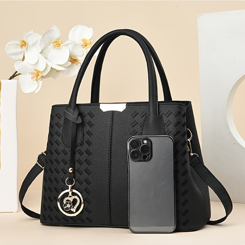 Stylish Tote Bag for Women Large Capacity PU Leather Handbag with Zipper