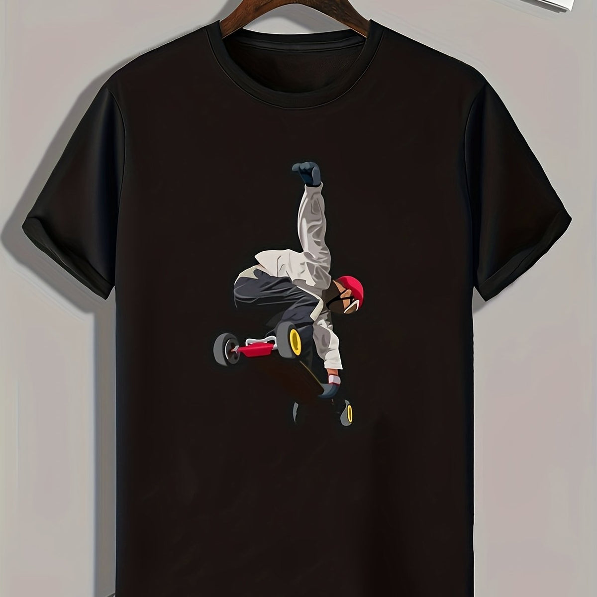 Boy Skateboarding Print Men's Graphic T-shirt for Summer