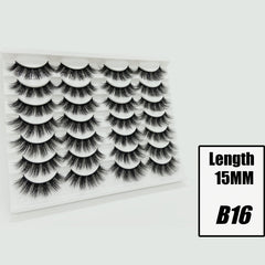14 Pairs Fluffy False Eyelashes 15mm Long Dramatic Faux Mink Strip 3D Lashes