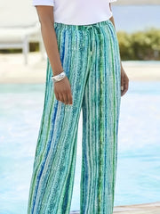 Women's Plus Stripe Print Wide Leg Pants