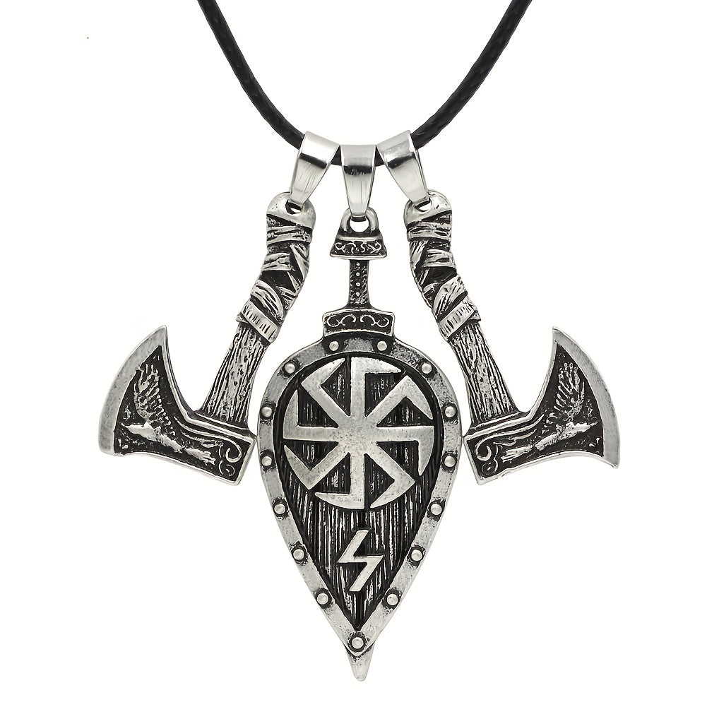 Men's Viking Shield Ax Pendant Necklace Casual Party Jewelry