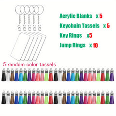 25Pcs Sublimation Acrylic Blanks Keychains DIY Crafts Decoration