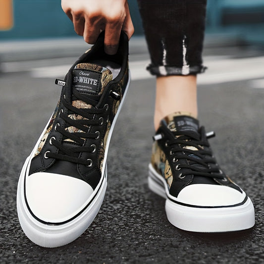 Men's Graphic Canvas Sneakers Casual Walking Shoes