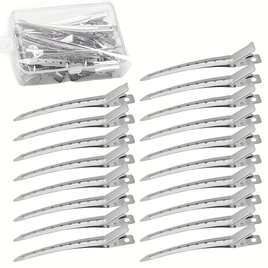 10pcs Silvery Metal Hair Clips for Styling, Salon Tool